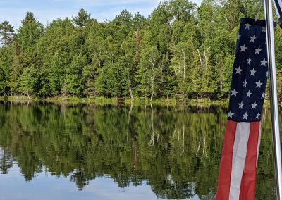 United States flag on lake in the Upper Peninsula